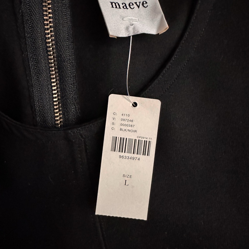 Anthropologie Maeve Cap-Sleeve Slim Black Mini Dress Large - Picture 8 of 10